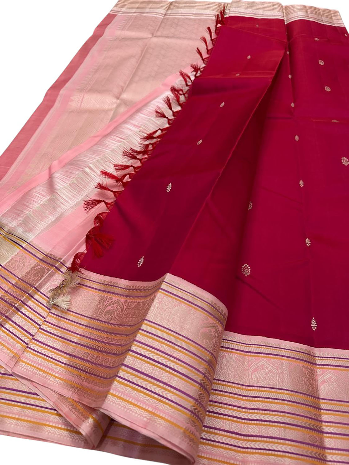 Red Handloom Kanjeevaram Pure Silk Saree - Luxurion World