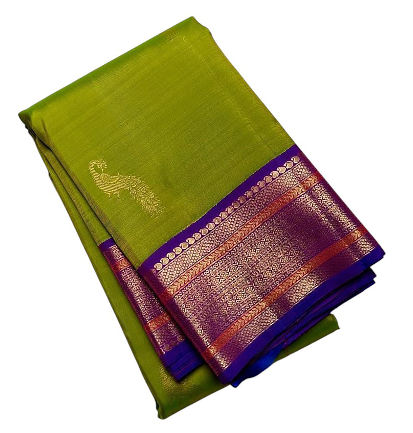 Green Handloom Kanjeevaram Pure Silk Saree - Luxurion World
