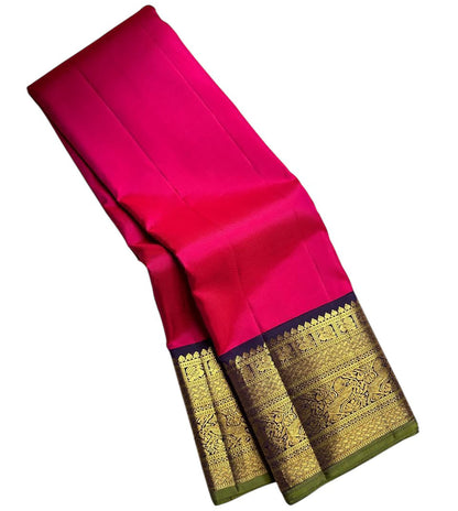 Red And Black Handloom Kanjeevaram Pure Silk Saree - Luxurion World