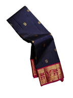 Blue And Pink Handloom Kanjeevaram Pure Silk Saree - Luxurion World