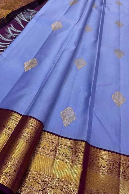 Exquisite Purple Handloom Kanjeevaram Silk Saree - Luxurion World