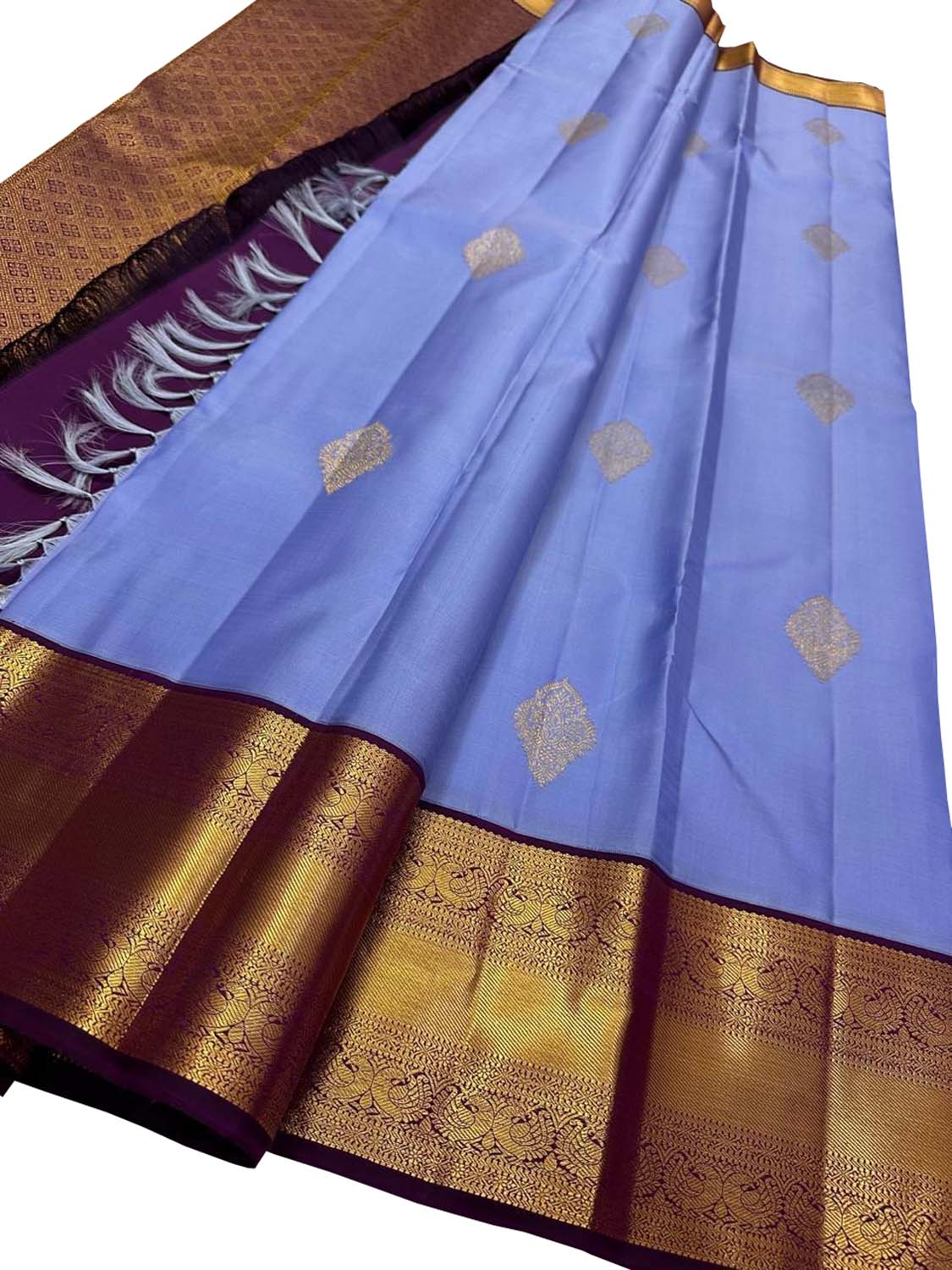 Exquisite Purple Handloom Kanjeevaram Silk Saree - Luxurion World
