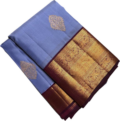 Exquisite Purple Handloom Kanjeevaram Silk Saree - Luxurion World