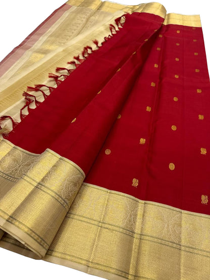 Exquisite Red Kanjeevaram Handloom Pure Silk Saree - Luxurion World