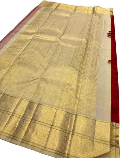Exquisite Red Kanjeevaram Handloom Pure Silk Saree - Luxurion World