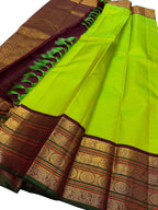 Green Kanjeevaram Handloom Pure Silk Saree - Luxurion World