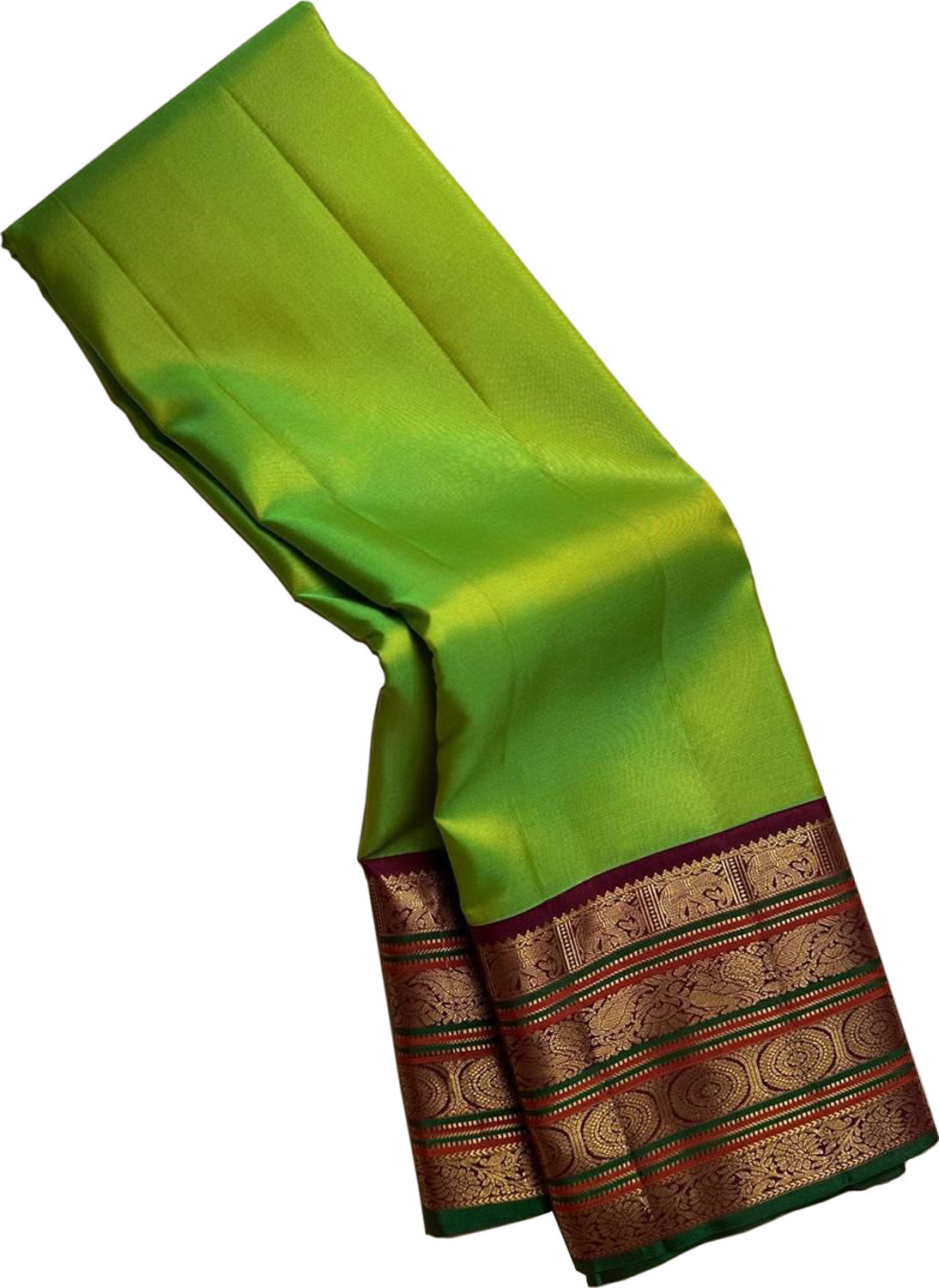 Green Kanjeevaram Handloom Pure Silk Saree - Luxurion World