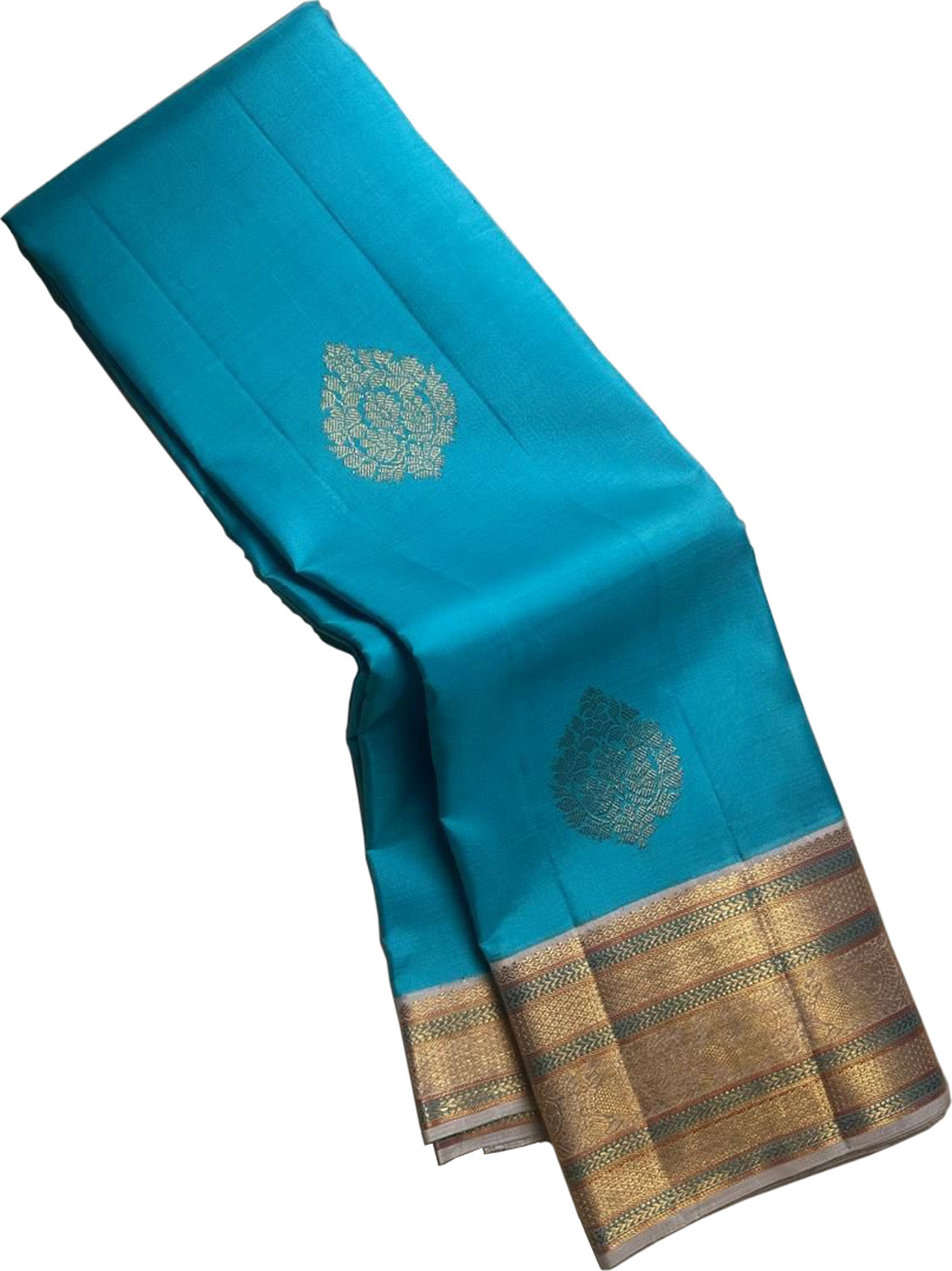 Blue Kanjeevaram Handloom Pure Silk Saree - Luxurion World