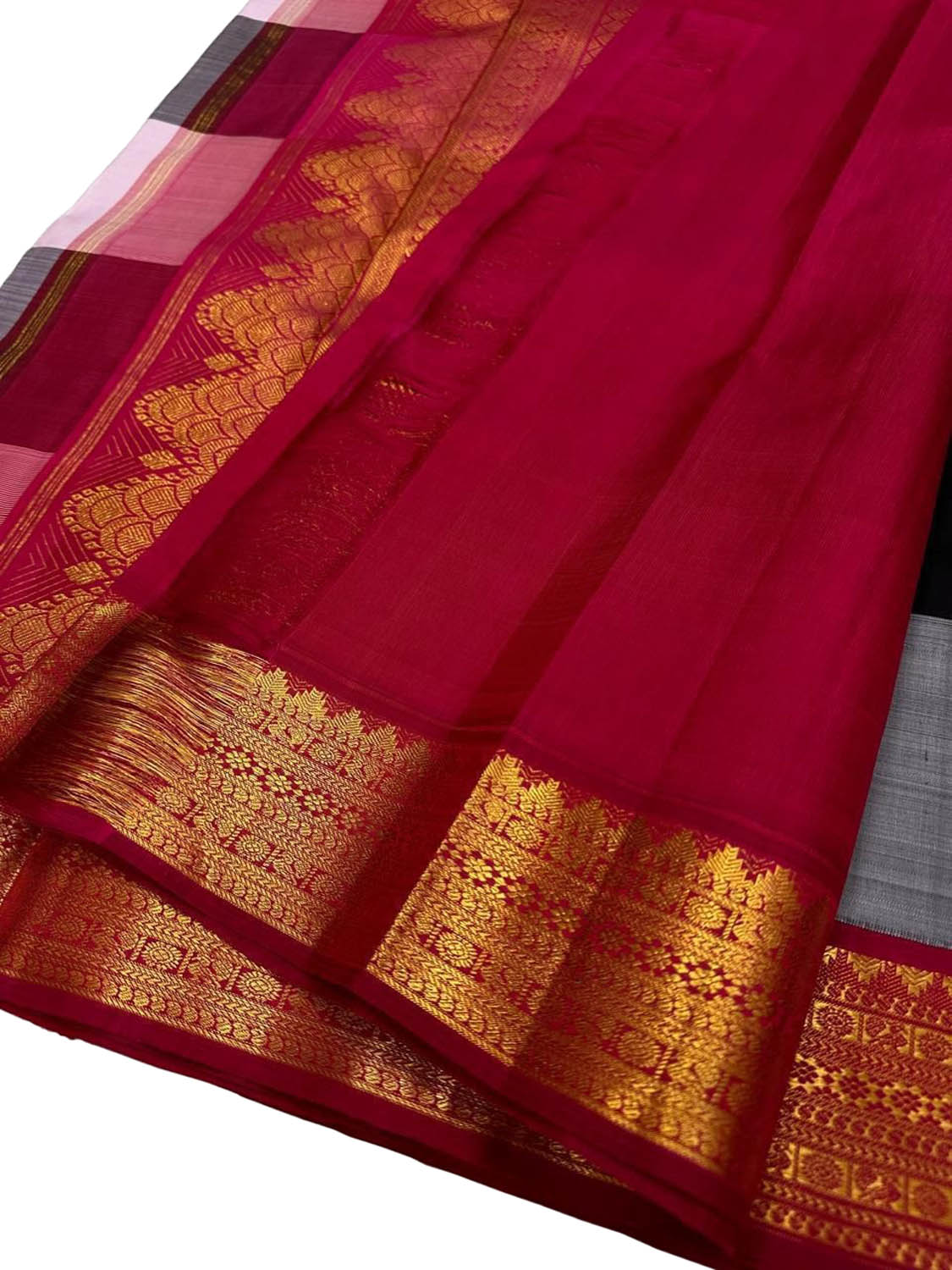 Multicolor Kanjeevaram Handloom Pure Silk Checks Design Saree - Luxurion World