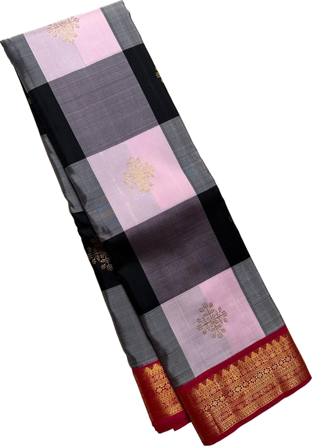 Multicolor Kanjeevaram Handloom Pure Silk Checks Design Saree - Luxurion World