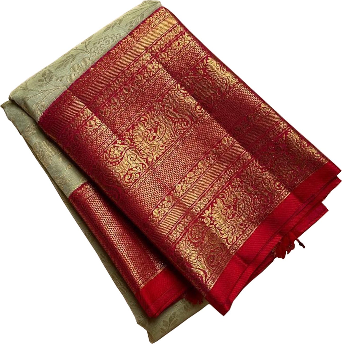 Red And Green Pure Handloom Kanjeevaram Silk Handloom Saree - Luxurion World