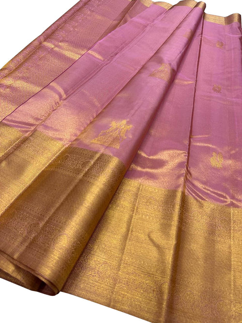 Exquisite Pink Handloom Kanjeevaram Pure Silk Saree - Luxurion World