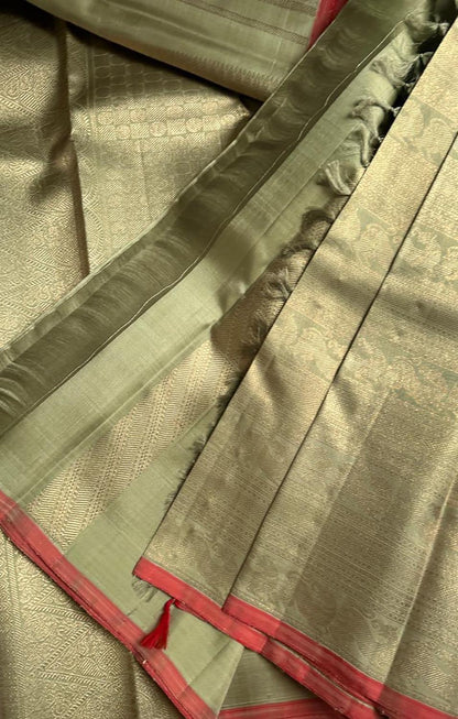 Pastel Kanjeevaram Handloom Pure Silk Saree - Luxurion World