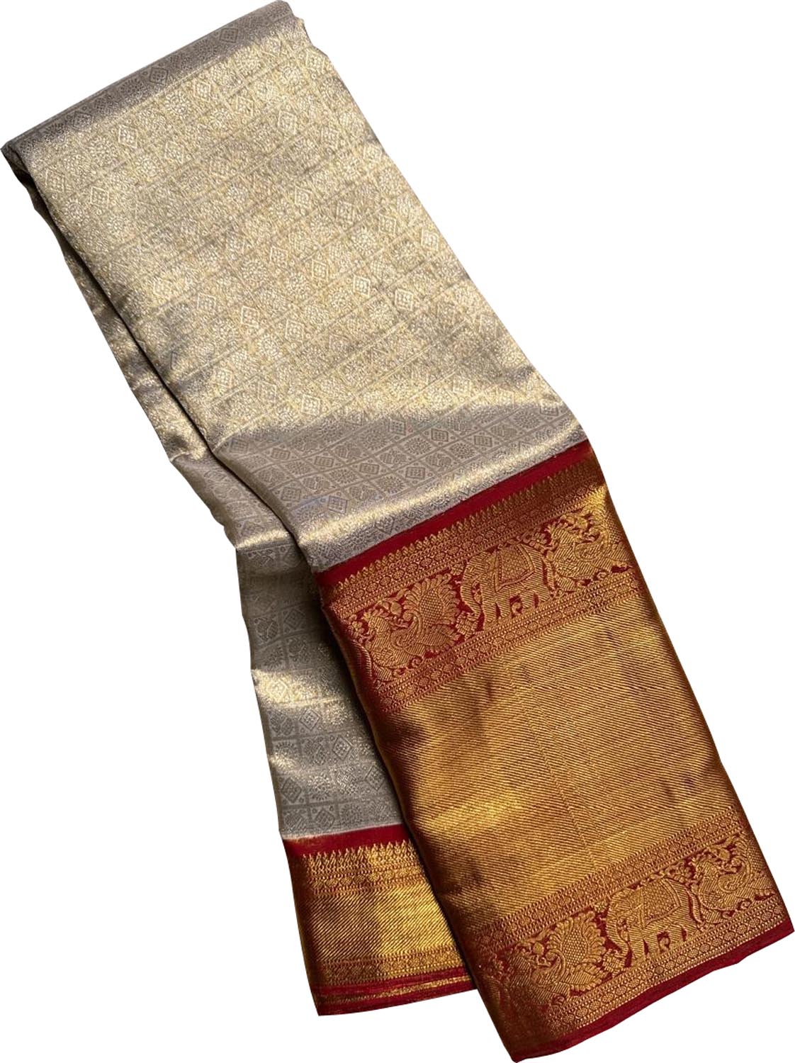 Exquisite Golden Kanjeevaram Handloom Pure Silk Saree - Luxurion World