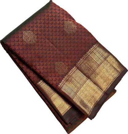 Exquisite Maroon Kanjeevaram Handloom Pure Silk Saree - Luxurion World