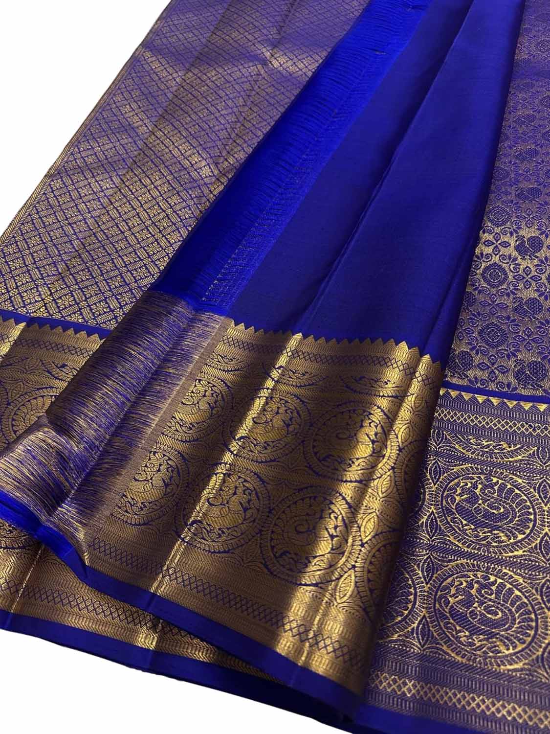 Blue Kanjeevaram Handloom Pure Silk Saree - Luxurion World