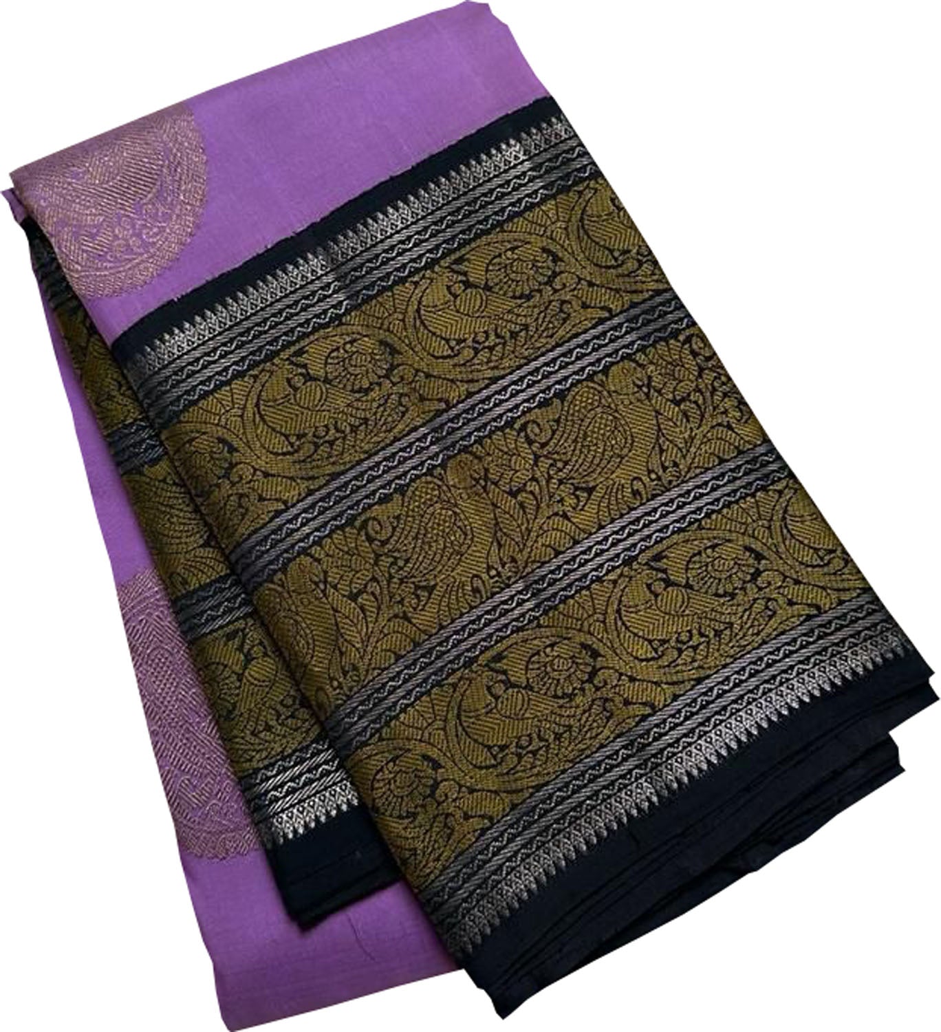 Exquisite Purple And Black Handloom Kanjeevaram Pure Silk Saree - Luxurion World