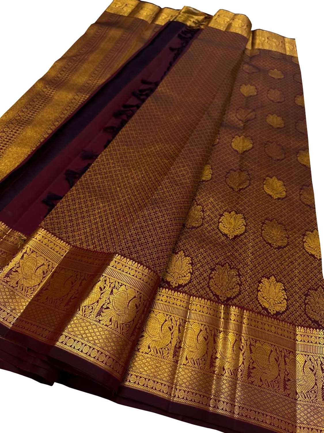 Maroon Handloom Kanjeevaram Pure Silk Saree - Luxurion World