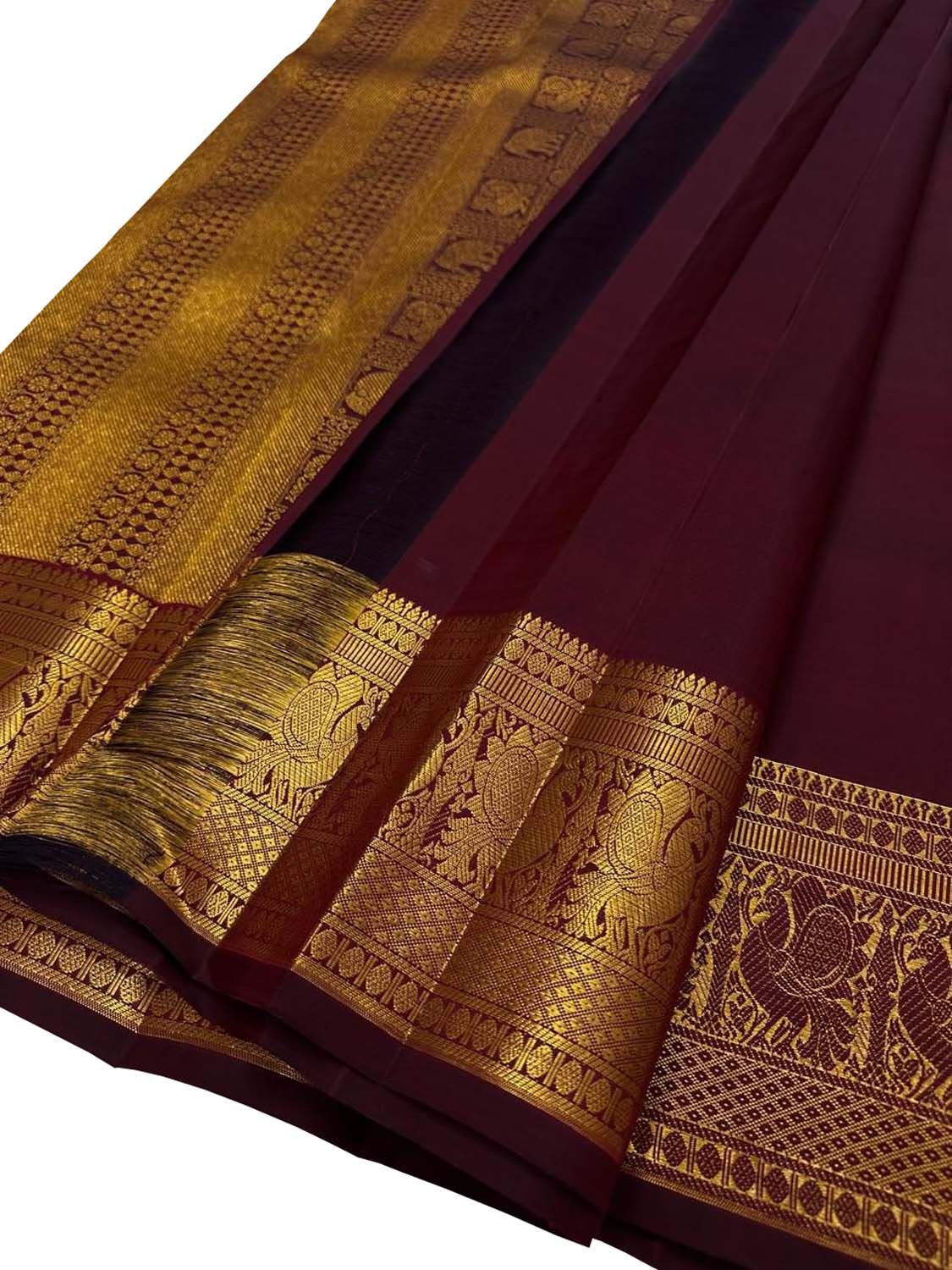 Maroon Handloom Kanjeevaram Pure Silk Saree - Luxurion World