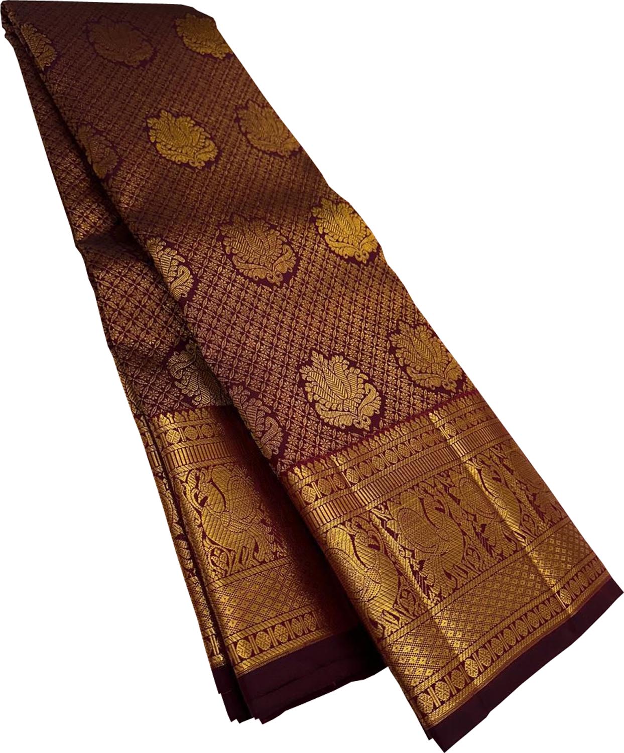 Maroon Handloom Kanjeevaram Pure Silk Saree - Luxurion World
