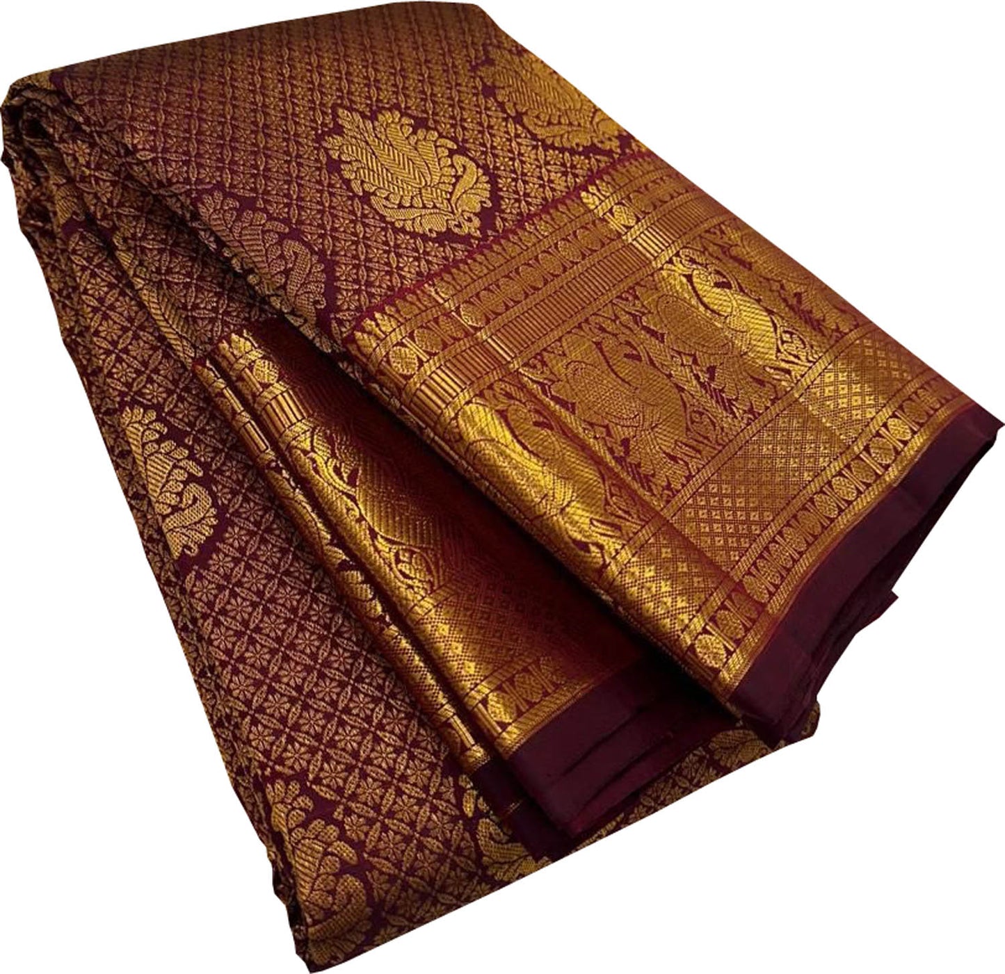 Maroon Handloom Kanjeevaram Pure Silk Saree - Luxurion World