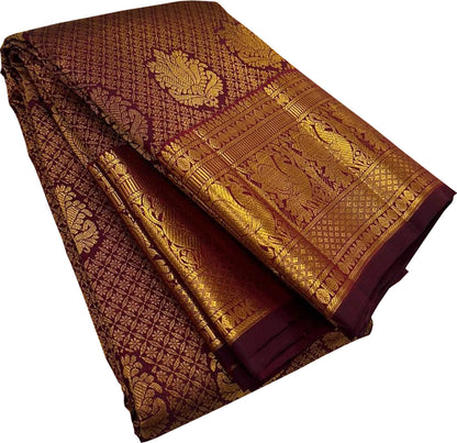 Maroon Handloom Kanjeevaram Pure Silk Saree - Luxurion World
