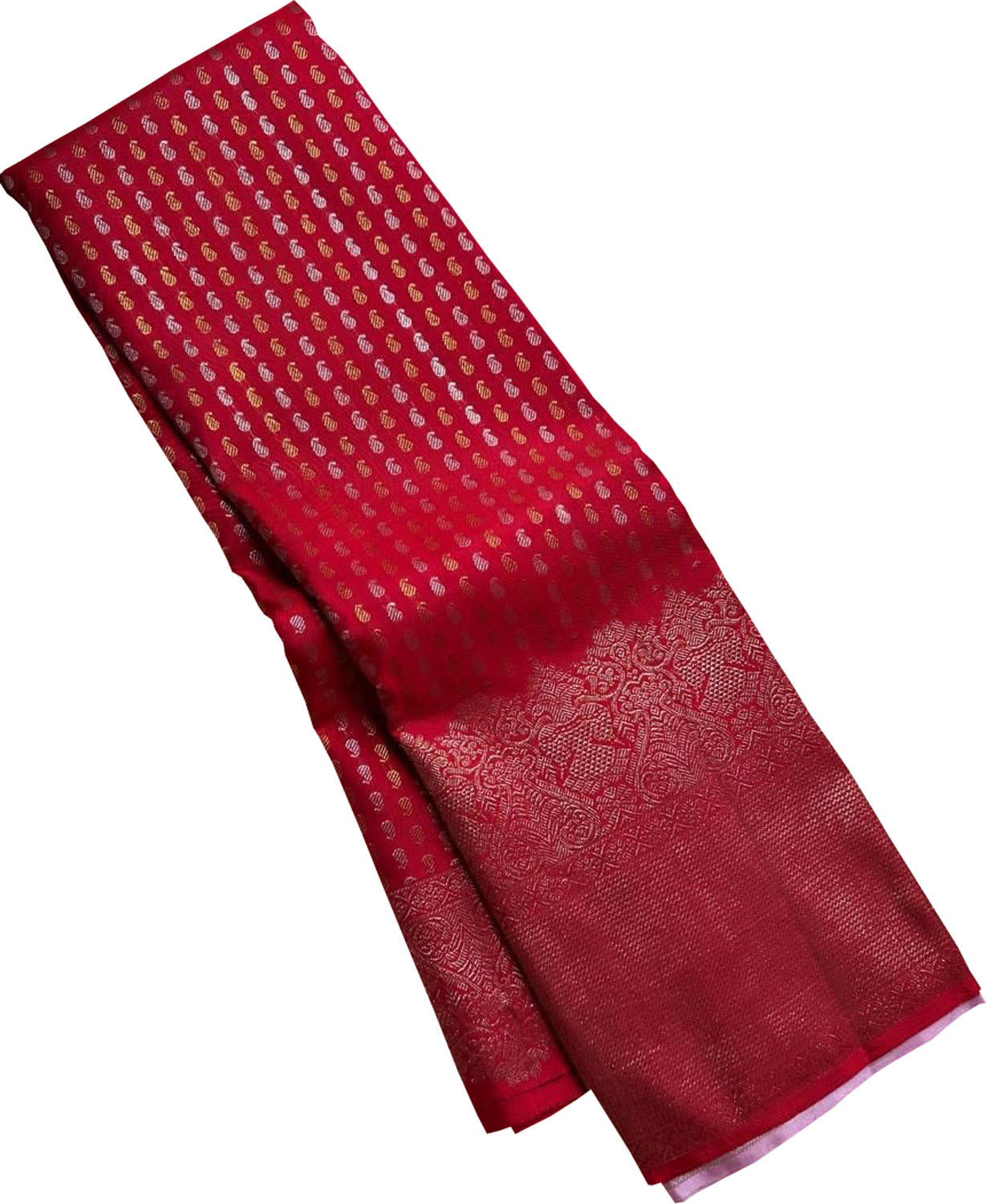 Exquisite Red Handloom Kanjeevaram Pure Silk Sona Roopa Saree - Luxurion World