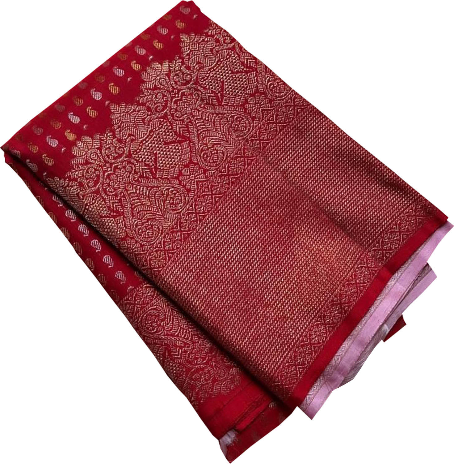 Exquisite Red Handloom Kanjeevaram Pure Silk Sona Roopa Saree - Luxurion World