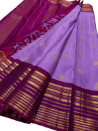 Exquisite Purple Handloom Kanjeevaram Pure Silk Saree - Luxurion World