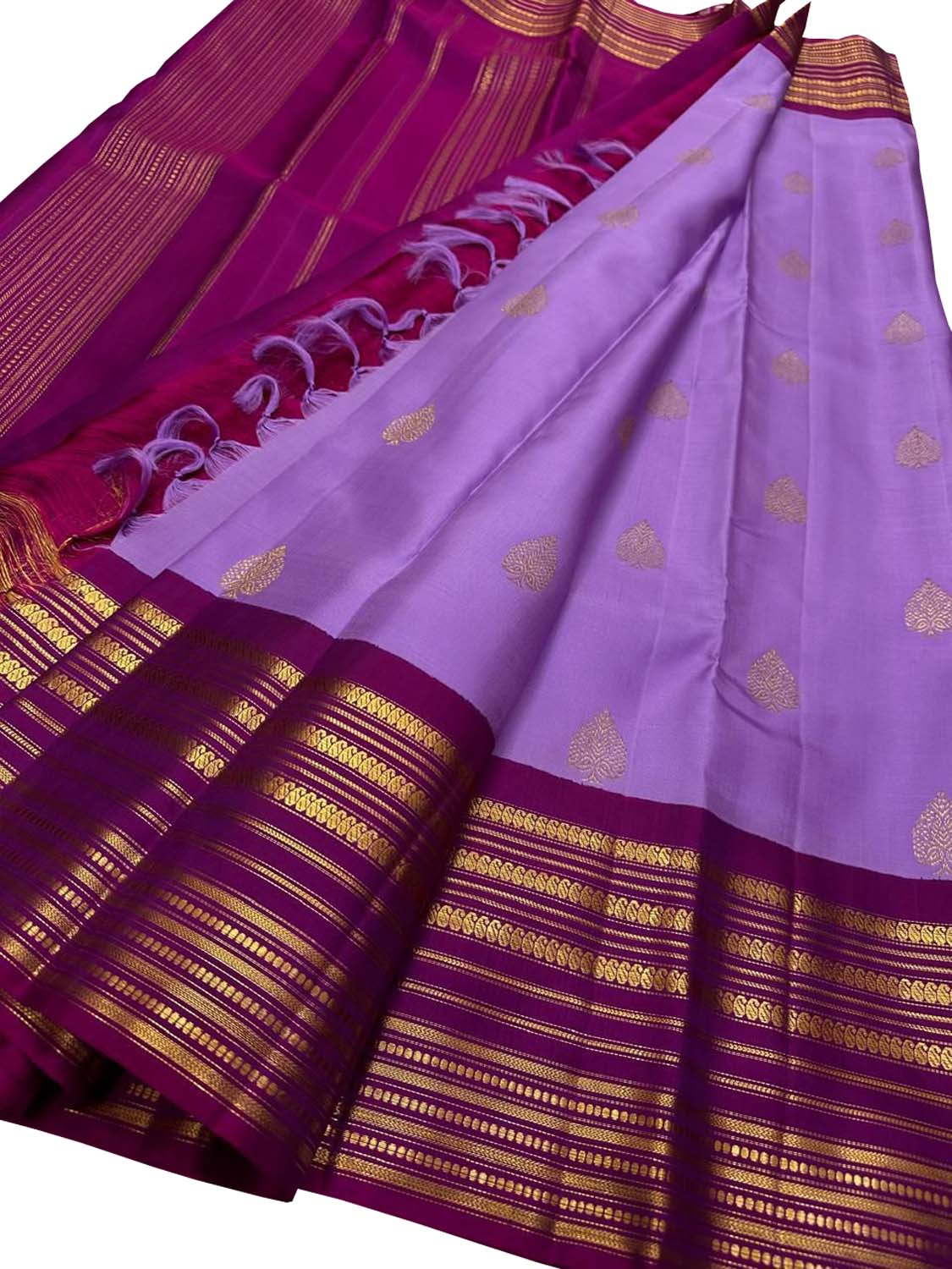Exquisite Purple Handloom Kanjeevaram Pure Silk Saree - Luxurion World