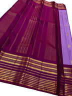 Exquisite Purple Handloom Kanjeevaram Pure Silk Saree - Luxurion World