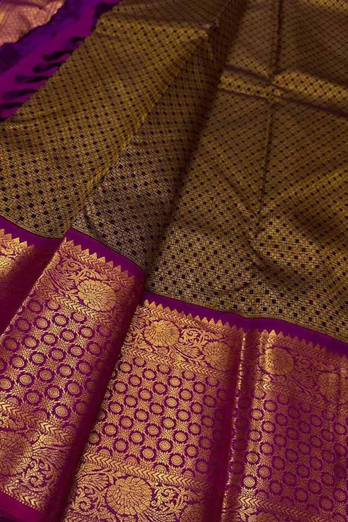 Exquisite Purple Handloom Kanjeevaram Pure Silk Saree - Luxurion World