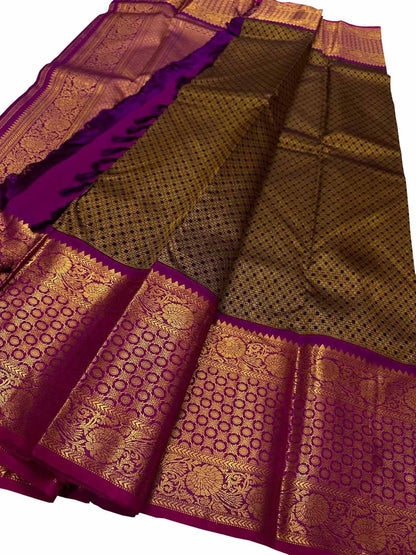 Exquisite Purple Handloom Kanjeevaram Pure Silk Saree - Luxurion World