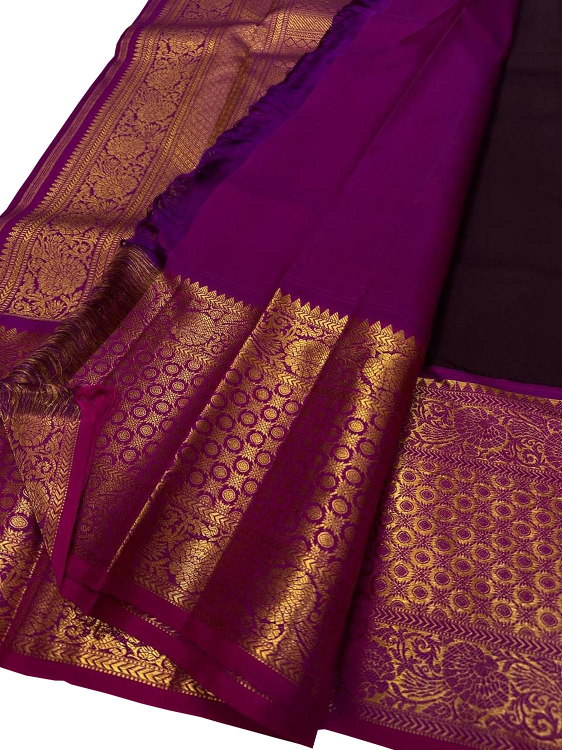 Exquisite Purple Handloom Kanjeevaram Pure Silk Saree - Luxurion World