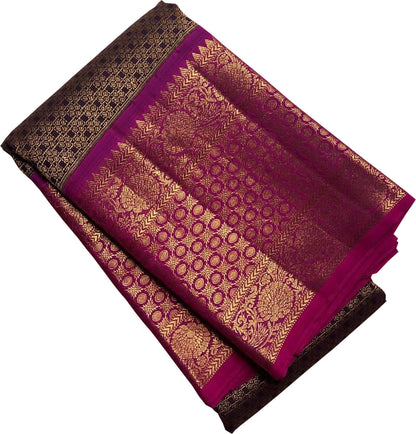 Exquisite Purple Handloom Kanjeevaram Pure Silk Saree - Luxurion World