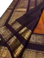 Brown Handloom Kanjeevaram Pure Silk Saree - Luxurion World