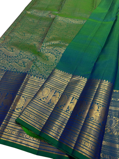 Green Handloom Kanjeevaram Pure Silk Saree - Luxurion World