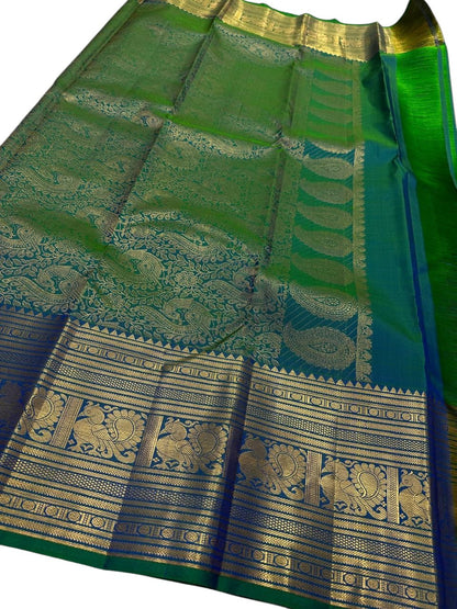 Green Handloom Kanjeevaram Pure Silk Saree - Luxurion World