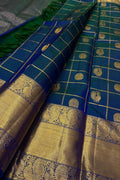 Blue Handloom Kanjeevaram Pure Silk Saree - Luxurion World