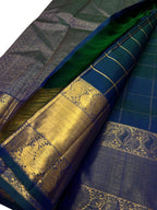 Blue Handloom Kanjeevaram Pure Silk Saree - Luxurion World