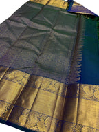 Blue Handloom Kanjeevaram Pure Silk Saree - Luxurion World