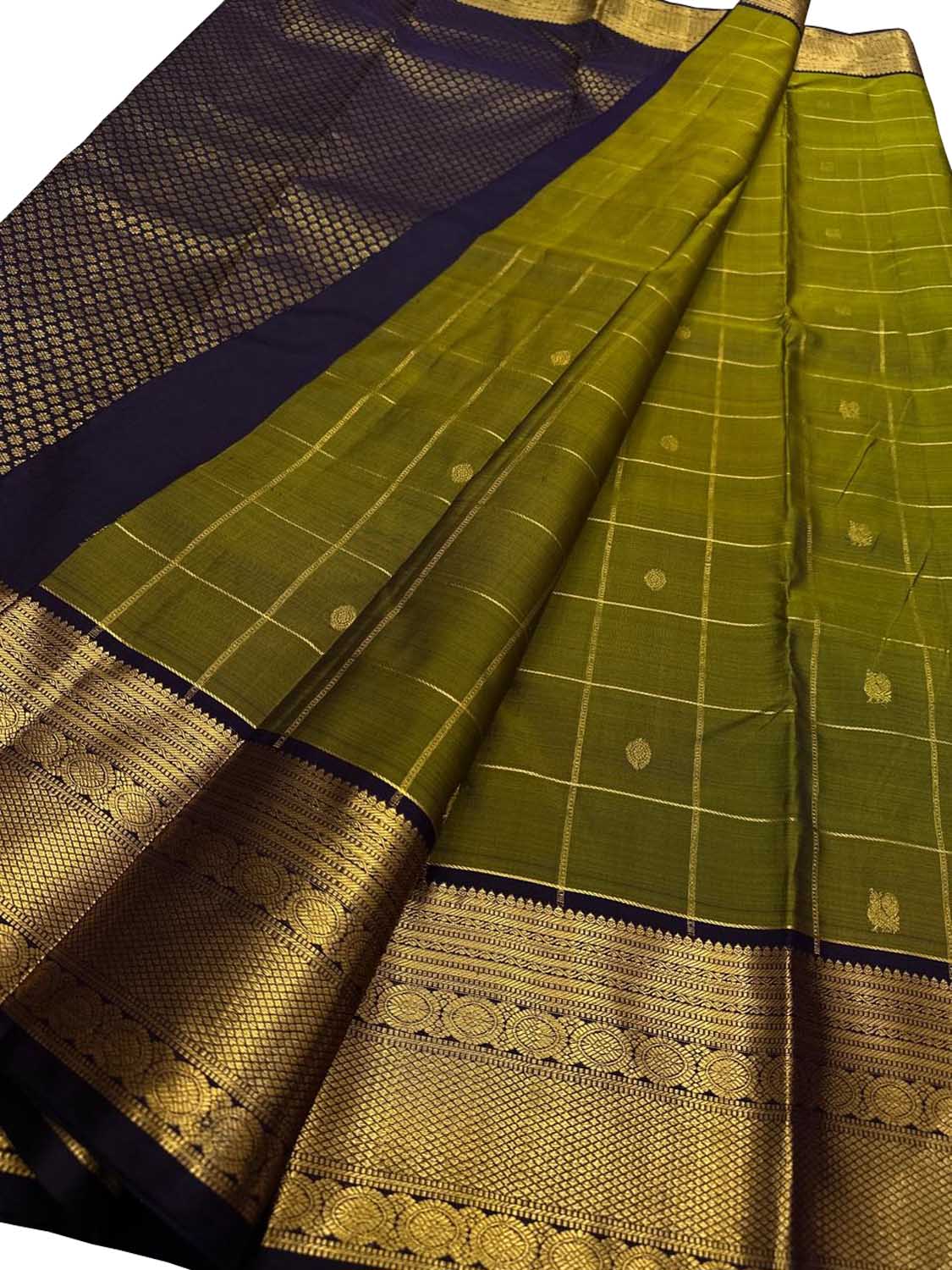 Green Handloom Kanjeevaram Pure Silk Saree - Luxurion World