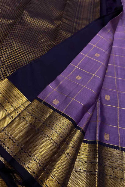 Exquisite Purple Handloom Kanjeevaram Pure Silk Saree - Luxurion World