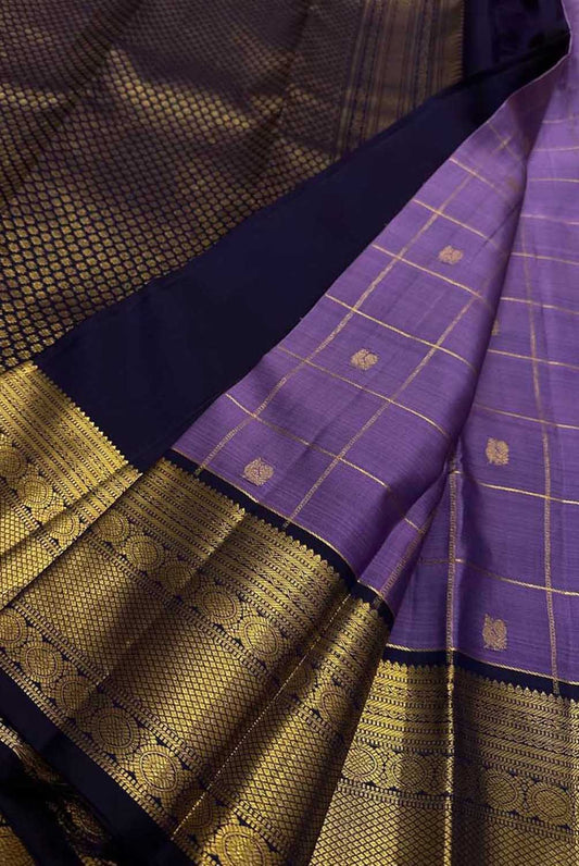 Exquisite Purple Handloom Kanjeevaram Pure Silk Saree - Luxurion World