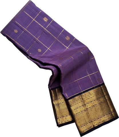 Exquisite Purple Handloom Kanjeevaram Pure Silk Saree - Luxurion World