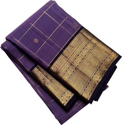 Exquisite Purple Handloom Kanjeevaram Pure Silk Saree - Luxurion World