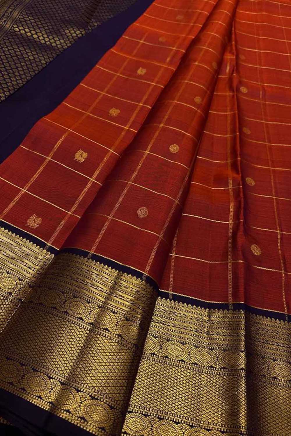 Maroon Handloom Kanjeevaram Pure Silk Saree - Luxurion World