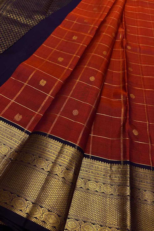 Maroon Handloom Kanjeevaram Pure Silk Saree - Luxurion World