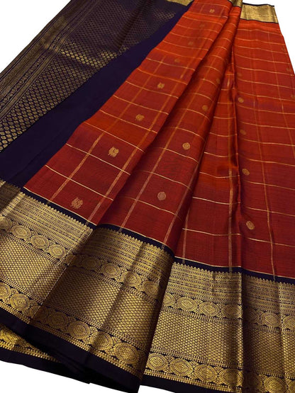 Maroon Handloom Kanjeevaram Pure Silk Saree - Luxurion World