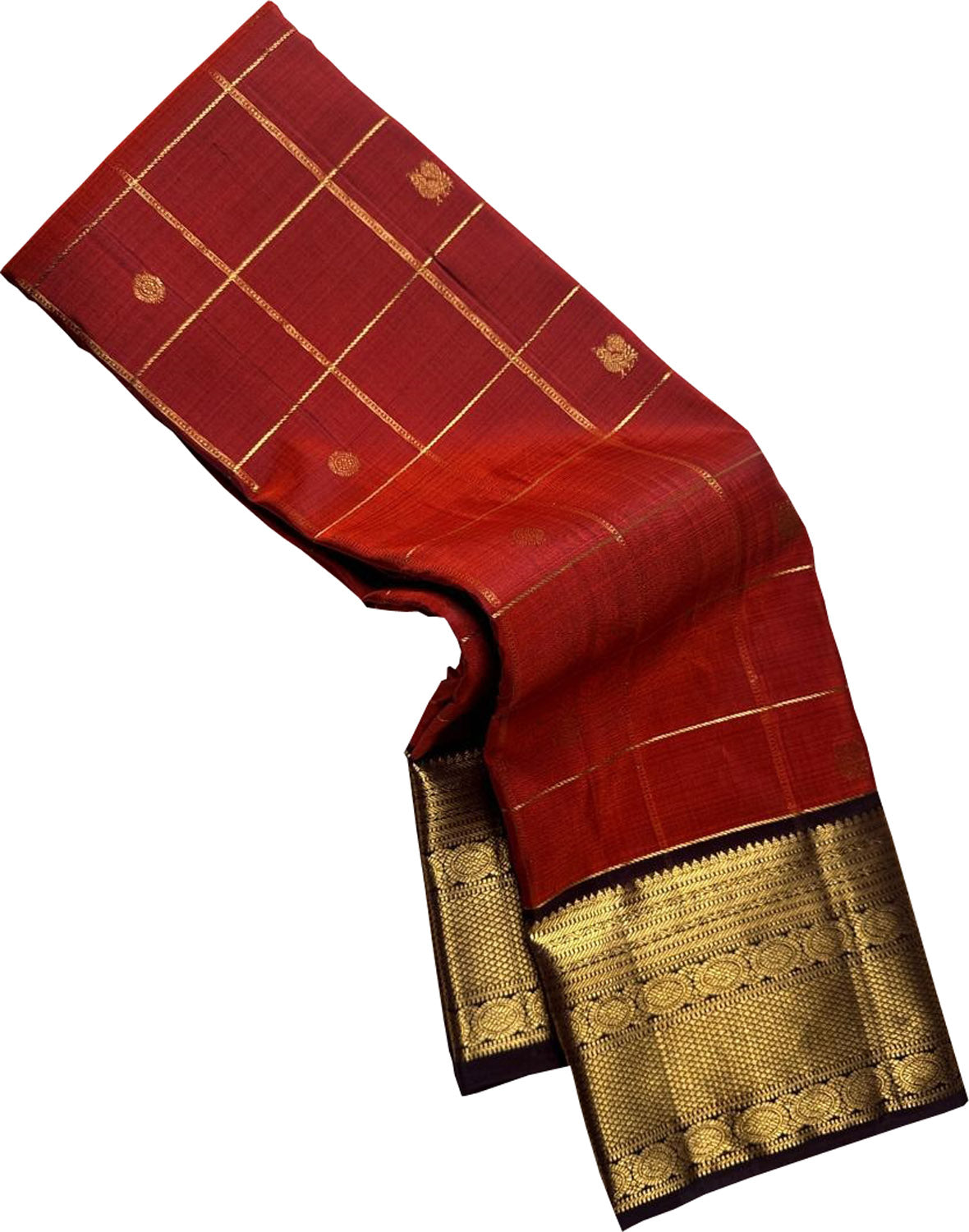 Maroon Handloom Kanjeevaram Pure Silk Saree - Luxurion World